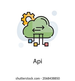 Api vector outline Icon fill outline illustration. Web Analytics Symbol on White background EPS 10 File