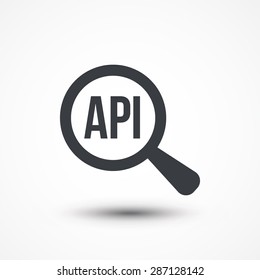 Api word magnify glass sign concept icon