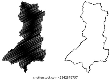 Mapa de ilustraciones vectoriales de la municipalidad de Apiaca (estado de Espírito Santo, municipios de Brasil, República Federativa de Brasil), dibujo de garabatos Mapa Apiacá