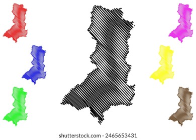 Ilustración vectorial de mapas del municipio de Apiaca (estado de Espírito Santo, municipios de Brasil, República Federativa de Brasil), dibujo a mano alzada del mapa de Apiaca