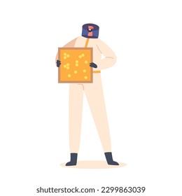 Apiarist Character With Honeycomb Frame, Worker Manages Honeybees In Apiaries, Oversee Beehives, Monitor Honey