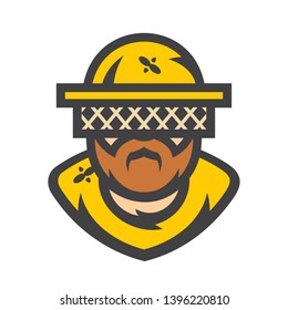 Apiary Beekeeper Vector Cartoon illustration.