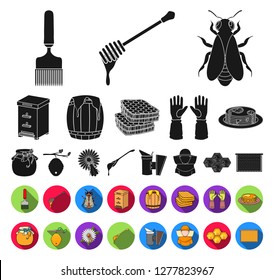 Apiary and beekeeping black,flat icons in set collection for design.Equipment and production of honey vector symbol stock web illustration.
