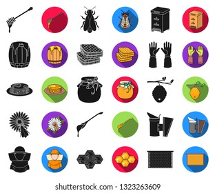 Apiary and beekeeping black,flat icons in set collection for design.Equipment and production of honey vector symbol stock web illustration.