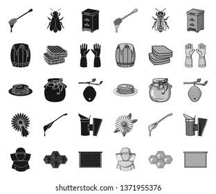 Apiary and beekeeping black.mono icons in set collection for design.Equipment and production of honey vector symbol stock web illustration.