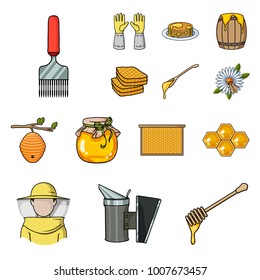 Apiary and beekeeping cartoon icons in set collection for design.Equipment and production of honey vector symbol stock web illustration.