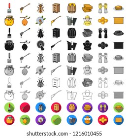 Apiary and beekeeping cartoon icons in set collection for design.Equipment and production of honey vector symbol stock web illustration.