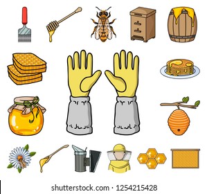 Apiary and beekeeping cartoon icons in set collection for design.Equipment and production of honey vector symbol stock web illustration.