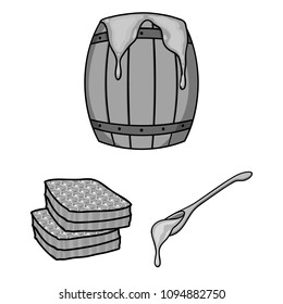 Apiary and beekeeping monochrome icons in set collection for design.Equipment and production of honey vector symbol stock web illustration.