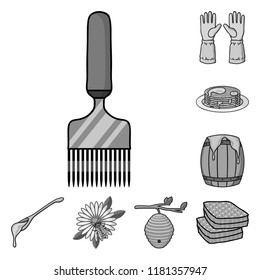Apiary and beekeeping monochrome icons in set collection for design.Equipment and production of honey vector symbol stock web illustration.
