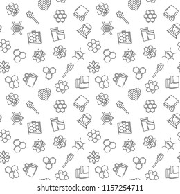 Apiary and beekeeping vector seamless pattern or background in outline style