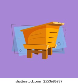 Apiary cartoon illustration. Wooden beehive. Honey concept. Vector illustration can be used for topics like apiculture, farming, beekeeping