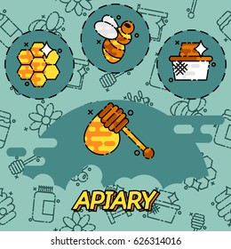Apiary flat icons set.
