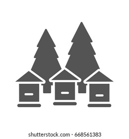 An apiary in the forest. Hives and trees