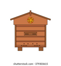 Apiary honey bee house apiary vector illustrations. Apiary vector symbols. Bee, honey, bee house, honeycomb. Honey natural healthy food production. Bee, beehive and wax vector. Bee house outline icon