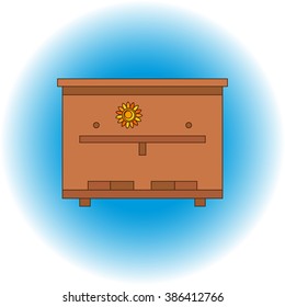 Apiary honey bee house apiary vector illustrations. Apiary vector symbols. Bee, honey, bee house, honeycomb. Honey natural healthy food production. Bee, beehive and wax vector. Bee house outline icon