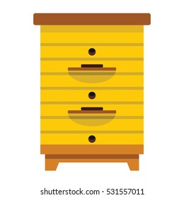 Apiary honey hive in flat style. Apiary icon for web. Vector illustration
