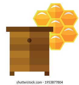 Apiary with honey icon flat design vector