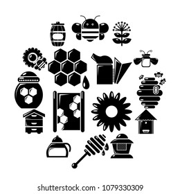 Apiary honey icons set. Simple illustration of 16 apiary honey vector icons for web