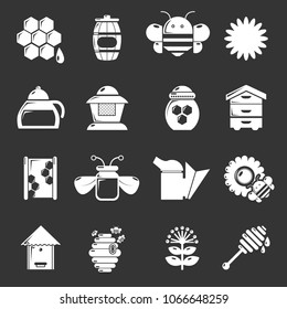 Apiary honey icons set vector white isolated on grey background 