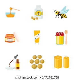 Apiary icon set. Flat set of 9 apiary vector icons for web design isolated on white background