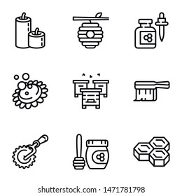 Apiary icon set. Outline set of 9 apiary vector icons for web design isolated on white background
