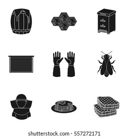 Apiary set icons in black style. Big collection of apiary vector symbol stock illustration