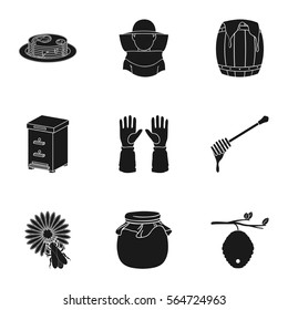 Apiary set icons in black style. Big collection of apiary vector symbol stock illustration