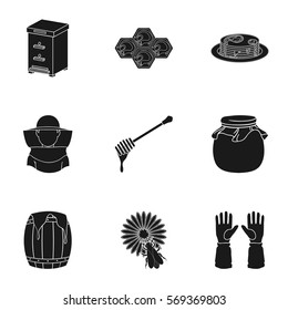 Apiary set icons in black style. Big collection of apiary vector symbol stock illustration