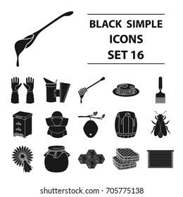 Apiary set icons in black style. Big collection of apiary vector symbol stock illustration