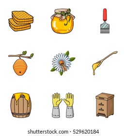 Apiary set icons in cartoon style. Big collection of apiary vector symbol stock illustration