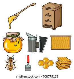 Apiary set icons in cartoon style. Big collection of apiary vector symbol stock illustration