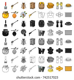 Apiary set icons in cartoon style. Big collection apiary vector symbol stock illustration