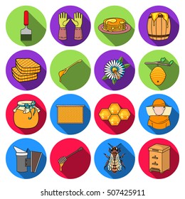 Apiary set icons in flat style. Big collection of apiary vector symbol stock illustration