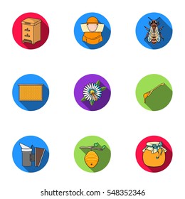 Apiary set icons in flat style. Big collection of apiary vector symbol stock illustration