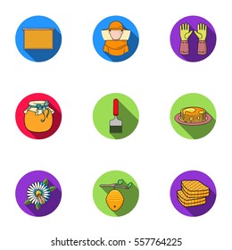 Apiary set icons in flat style. Big collection of apiary vector symbol stock illustration