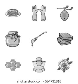 Apiary set icons in monochrome style. Big collection of apiary vector symbol stock illustration