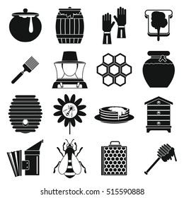 Apiary tools icons set. Simple illustration of 16 apiary tools vector icons for web