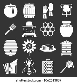 Apiary tools icons set vector white isolated on grey background 