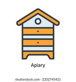 Apiary Vector Fill outline Icon Design illustration. Nature and ecology Symbol on White background EPS 10 File