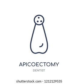 Apicoectomy icon. Apicoectomy linear symbol design from Dentist collection. Simple outline element vector illustration on white background.