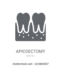 Apicoectomy icon. Trendy Apicoectomy logo concept on white background from Dentist collection. Suitable for use on web apps, mobile apps and print media.