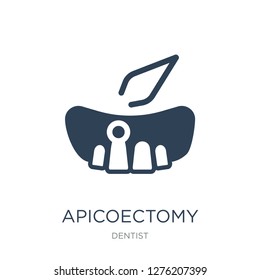 apicoectomy icon vector on white background, apicoectomy trendy filled icons from Dentist collection, apicoectomy vector illustration