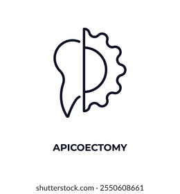 apicoectomy outline icon. Linear vector from dentist concept. Thin line apicoectomy icon isolated on white background
