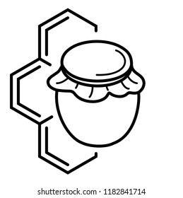 Apiculture, comb and honey. Vector flat outline icon illustration isolated on white background.