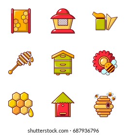 Apiculture equipment icons set. Flat set of 9 apiculture equipment vector icons for web isolated on white background
