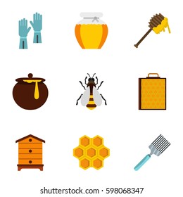 Apiculture icons set. Flat illustration of 9 apiculture vector icons for web