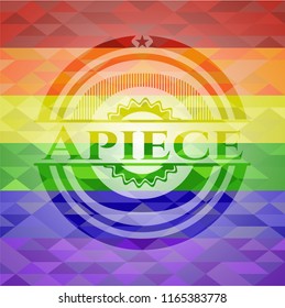 Apiece emblem on mosaic background with the colors of the LGBT flag