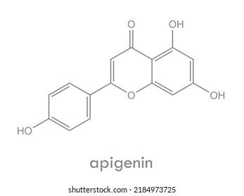 Apigenin structure. Molecule of natural flavonoid found in chamomile and many other plants.