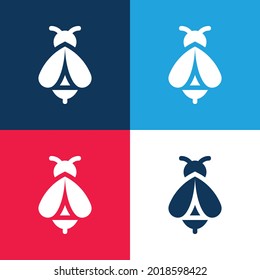 Juego de iconos mínimo de cuatro colores azul y rojo de la apitología